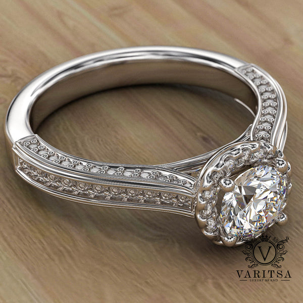 1.04ct Brilliant Cut Diamond Gold Halo Engagement Ring - 04US10